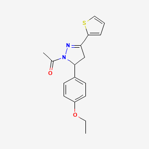 molecular formula C17H18N2O2S B2635312 1-[5-(4-ethoxyphenyl)-3-(thiophen-2-yl)-4,5-dihydro-1H-pyrazol-1-yl]ethan-1-one CAS No. 867042-41-9