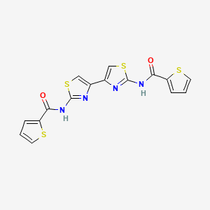 molecular formula C16H10N4O2S4 B2635319 N-{4-[2-(thiophene-2-amido)-1,3-thiazol-4-yl]-1,3-thiazol-2-yl}thiophene-2-carboxamide CAS No. 393838-70-5