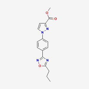 molecular formula C16H16N4O3 B2635328 methyl 1-[4-(5-propyl-1,2,4-oxadiazol-3-yl)phenyl]-1H-pyrazole-3-carboxylate CAS No. 1708251-24-4
