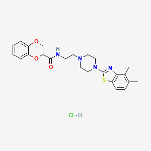 molecular formula C24H29ClN4O3S B2635346 N-(2-(4-(4,5-dimethylbenzo[d]thiazol-2-yl)piperazin-1-yl)ethyl)-2,3-dihydrobenzo[b][1,4]dioxine-2-carboxamide hydrochloride CAS No. 1215506-46-9