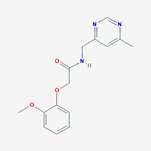 molecular formula C15H17N3O3 B2635351 2-(2-methoxyphenoxy)-N-[(6-methylpyrimidin-4-yl)methyl]acetamide CAS No. 2176069-85-3