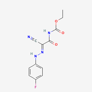 molecular formula C12H11FN4O3 B2635359 ethyl N-{2-cyano-2-[2-(4-fluorophenyl)hydrazono]acetyl}carbamate CAS No. 52262-78-9