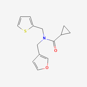 molecular formula C14H15NO2S B2635373 N-(furan-3-ylmethyl)-N-(thiophen-2-ylmethyl)cyclopropanecarboxamide CAS No. 1428364-98-0