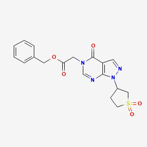 molecular formula C18H18N4O5S B2635390 benzyl 2-(1-(1,1-dioxidotetrahydrothiophen-3-yl)-4-oxo-1H-pyrazolo[3,4-d]pyrimidin-5(4H)-yl)acetate CAS No. 1040647-04-8
