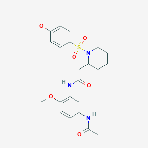 molecular formula C23H29N3O6S B2635398 N-(5-acetamido-2-methoxyphenyl)-2-(1-((4-methoxyphenyl)sulfonyl)piperidin-2-yl)acetamide CAS No. 941991-36-2