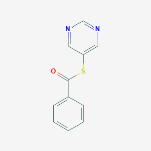 molecular formula C11H8N2OS B2635401 Phenyl(pyrimidin-5-ylsulfanyl)methanone CAS No. 1269071-46-6
