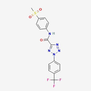 molecular formula C16H12F3N5O3S B2635426 N-(4-(methylsulfonyl)phenyl)-2-(4-(trifluoromethyl)phenyl)-2H-tetrazole-5-carboxamide CAS No. 1396851-85-6