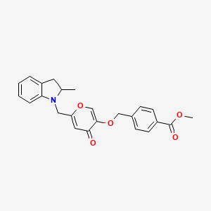 molecular formula C24H23NO5 B2635436 methyl 4-(((6-((2-methylindolin-1-yl)methyl)-4-oxo-4H-pyran-3-yl)oxy)methyl)benzoate CAS No. 898420-68-3