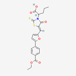 (Z)-2-(5-((5-(4-(ethoxycarbonyl)phenyl)furan-2-yl)methylene)-4-oxo-2-thioxothiazolidin-3-yl)pentanoic acid