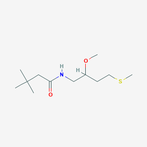 molecular formula C12H25NO2S B2635445 N-[2-methoxy-4-(methylsulfanyl)butyl]-3,3-dimethylbutanamide CAS No. 2320572-53-8
