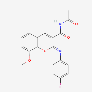 (2Z)-N-acetyl-2-[(4-fluorophenyl)imino]-8-methoxy-2H-chromene-3-carboxamide