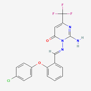 2-amino-3-({(E)-[2-(4-chlorophenoxy)phenyl]methylidene}amino)-6-(trifluoromethyl)-4(3H)-pyrimidinone