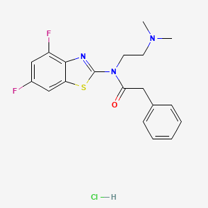 molecular formula C19H20ClF2N3OS B2635484 N-(4,6-DIFLUORO-1,3-BENZOTHIAZOL-2-YL)-N-[2-(DIMETHYLAMINO)ETHYL]-2-PHENYLACETAMIDE HYDROCHLORIDE CAS No. 1215315-11-9