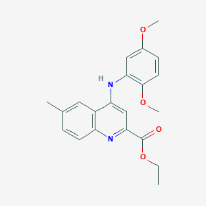 molecular formula C21H22N2O4 B2635489 Ethyl 4-[(2,5-dimethoxyphenyl)amino]-6-methylquinoline-2-carboxylate CAS No. 1030090-49-3