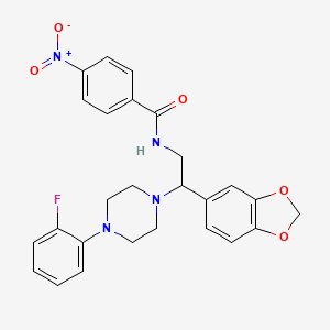 N-(2-(benzo[d][1,3]dioxol-5-yl)-2-(4-(2-fluorophenyl)piperazin-1-yl)ethyl)-4-nitrobenzamide