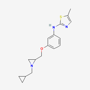 molecular formula C17H21N3OS B2635524 N-(3-{[1-(cyclopropylmethyl)aziridin-2-yl]methoxy}phenyl)-5-methyl-1,3-thiazol-2-amine CAS No. 2418679-38-4