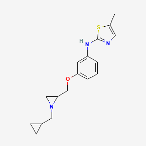 molecular formula C17H21N3OS B2635524 N-[3-[[1-(Cyclopropylmethyl)aziridin-2-yl]methoxy]phenyl]-5-methyl-1,3-thiazol-2-amine CAS No. 2418679-38-4