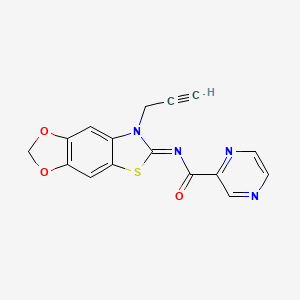 (E)-N-(7-(prop-2-yn-1-yl)-[1,3]dioxolo[4',5':4,5]benzo[1,2-d]thiazol-6(7H)-ylidene)pyrazine-2-carboxamide