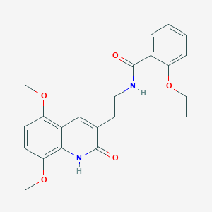 molecular formula C22H24N2O5 B2635539 N-[2-(5,8-dimethoxy-2-oxo-1,2-dihydroquinolin-3-yl)ethyl]-2-ethoxybenzamide CAS No. 851403-49-1