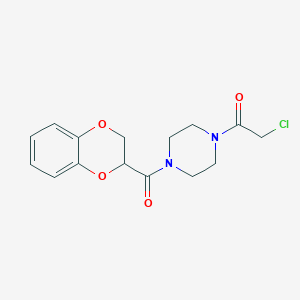 molecular formula C15H17ClN2O4 B2635543 1-(Chloroacetyl)-4-(2,3-dihydro-1,4-benzodioxin-2-ylcarbonyl)piperazine CAS No. 857041-80-6
