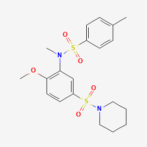 molecular formula C20H26N2O5S2 B2635548 N-[2-methoxy-5-(piperidine-1-sulfonyl)phenyl]-N,4-dimethylbenzene-1-sulfonamide CAS No. 865611-89-8