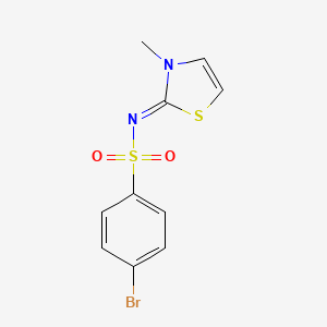 molecular formula C10H9BrN2O2S2 B2635587 4-bromo-N-[3-methyl-1,3-thiazol-2(3H)-yliden]benzenesulfonamide CAS No. 866010-86-8