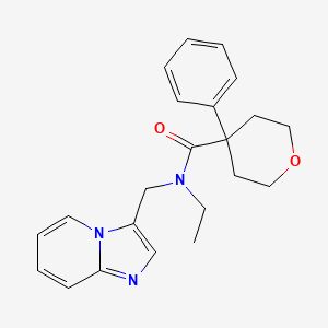 molecular formula C22H25N3O2 B2635589 N-ethyl-N-(imidazo[1,2-a]pyridin-3-ylmethyl)-4-phenyltetrahydro-2H-pyran-4-carboxamide CAS No. 1448132-97-5