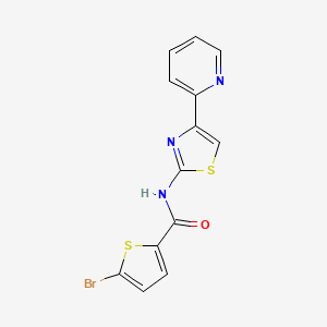 molecular formula C13H8BrN3OS2 B2635594 5-溴-N-(4-吡啶-2-基-1,3-噻唑-2-基)噻吩-2-甲酰胺 CAS No. 380549-69-9