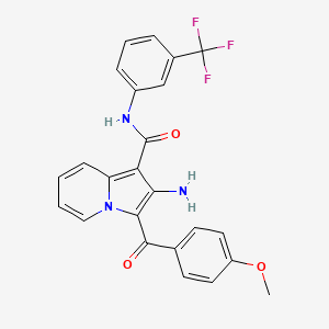molecular formula C24H18F3N3O3 B2635597 2-amino-3-(4-methoxybenzoyl)-N-[3-(trifluoromethyl)phenyl]indolizine-1-carboxamide CAS No. 898453-38-8