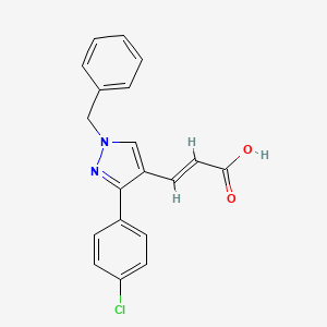 molecular formula C19H15ClN2O2 B2635603 (E)-3-[1-苄基-3-(4-氯苯基)吡唑-4-基]丙-2-烯酸 CAS No. 956362-75-7