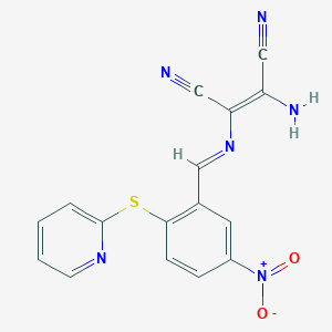 (Z)-2-amino-3-[(5-nitro-2-pyridin-2-ylsulfanylphenyl)methylideneamino]but-2-enedinitrile