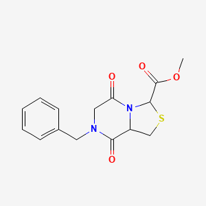 molecular formula C15H16N2O4S B2635631 Methyl 7-benzyl-5,8-dioxohexahydro[1,3]thiazolo[3,4-a]pyrazine-3-carboxylate CAS No. 155266-96-9