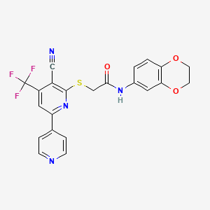 2-[3-cyano-6-pyridin-4-yl-4-(trifluoromethyl)pyridin-2-yl]sulfanyl-N-(2,3-dihydro-1,4-benzodioxin-6-yl)acetamide