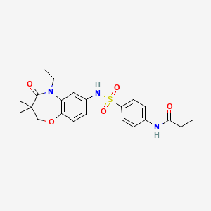 molecular formula C23H29N3O5S B2635652 N-(4-(N-(5-ethyl-3,3-dimethyl-4-oxo-2,3,4,5-tetrahydrobenzo[b][1,4]oxazepin-7-yl)sulfamoyl)phenyl)isobutyramide CAS No. 921909-41-3