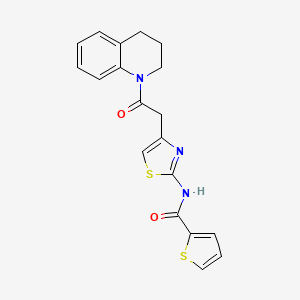 molecular formula C19H17N3O2S2 B2635669 N-(4-(2-(3,4-dihydroquinolin-1(2H)-yl)-2-oxoethyl)thiazol-2-yl)thiophene-2-carboxamide CAS No. 921874-99-9