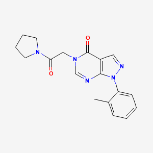 molecular formula C18H19N5O2 B2635685 1-(2-methylphenyl)-5-[2-oxo-2-(pyrrolidin-1-yl)ethyl]-1H,4H,5H-pyrazolo[3,4-d]pyrimidin-4-one CAS No. 895008-53-4