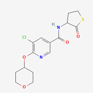 molecular formula C15H17ClN2O4S B2635713 5-chloro-6-(oxan-4-yloxy)-N-(2-oxothiolan-3-yl)pyridine-3-carboxamide CAS No. 1903811-59-5