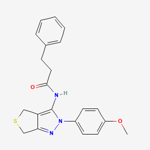 molecular formula C21H21N3O2S B2635763 N-[2-(4-methoxyphenyl)-2H,4H,6H-thieno[3,4-c]pyrazol-3-yl]-3-phenylpropanamide CAS No. 476458-23-8