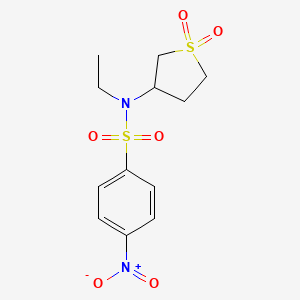 molecular formula C12H16N2O6S2 B2635777 N-(1,1-dioxidotetrahydrothiophen-3-yl)-N-ethyl-4-nitrobenzenesulfonamide CAS No. 874787-93-6
