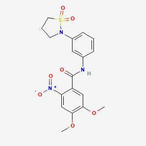 molecular formula C18H19N3O7S B2635779 N-(3-(1,1-dioxidoisothiazolidin-2-yl)phenyl)-4,5-dimethoxy-2-nitrobenzamide CAS No. 941899-53-2