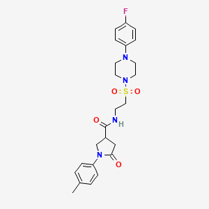 molecular formula C24H29FN4O4S B2635806 N-(2-{[4-(4-fluorophenyl)piperazin-1-yl]sulfonyl}ethyl)-1-(4-methylphenyl)-5-oxopyrrolidine-3-carboxamide CAS No. 933217-58-4