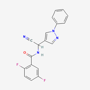 molecular formula C18H12F2N4O B2635822 N-[cyano(1-phenyl-1H-pyrazol-4-yl)methyl]-2,5-difluorobenzamide CAS No. 1355700-90-1
