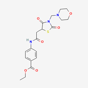 molecular formula C19H23N3O6S B2635837 ethyl 4-(2-{3-[(morpholin-4-yl)methyl]-2,4-dioxo-1,3-thiazolidin-5-yl}acetamido)benzoate CAS No. 425647-45-6