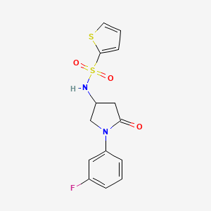 molecular formula C14H13FN2O3S2 B2635838 N-[1-(3-fluorophenyl)-5-oxopyrrolidin-3-yl]thiophene-2-sulfonamide CAS No. 905686-98-8