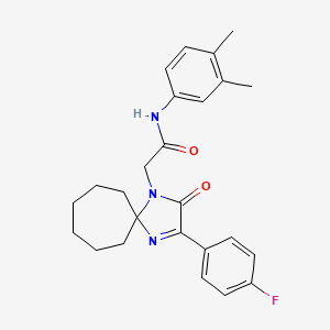 molecular formula C25H28FN3O2 B2635841 n-(3,4-dimethylphenyl)-2-[3-(4-fluorophenyl)-2-oxo-1,4-diazaspiro[4.6]undec-3-en-1-yl]acetamide CAS No. 872206-19-4