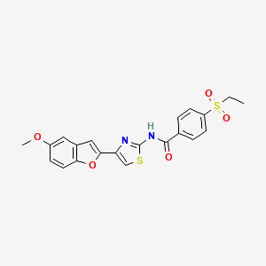 molecular formula C21H18N2O5S2 B2635852 4-(ethylsulfonyl)-N-(4-(5-methoxybenzofuran-2-yl)thiazol-2-yl)benzamide CAS No. 922004-54-4
