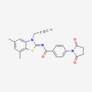 molecular formula C23H19N3O3S B2635853 N-[(2Z)-5,7-dimethyl-3-(prop-2-yn-1-yl)-2,3-dihydro-1,3-benzothiazol-2-ylidene]-4-(2,5-dioxopyrrolidin-1-yl)benzamide CAS No. 868377-94-0