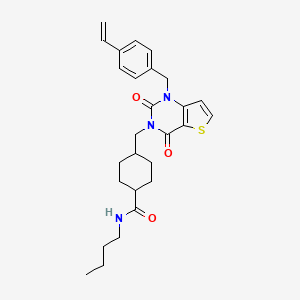 molecular formula C27H33N3O3S B2635855 N-butyl-4-((2,4-dioxo-1-(4-vinylbenzyl)-1,2-dihydrothieno[3,2-d]pyrimidin-3(4H)-yl)methyl)cyclohexanecarboxamide CAS No. 941962-87-4