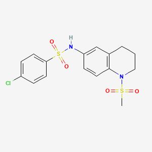 molecular formula C16H17ClN2O4S2 B2635861 4-chloro-N-(1-methanesulfonyl-1,2,3,4-tetrahydroquinolin-6-yl)benzene-1-sulfonamide CAS No. 941929-86-8