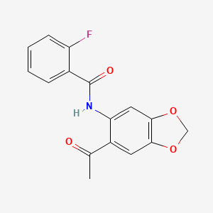 molecular formula C16H12FNO4 B2635867 N-(6-acetyl-2H-1,3-benzodioxol-5-yl)-2-fluorobenzamide CAS No. 666818-14-0